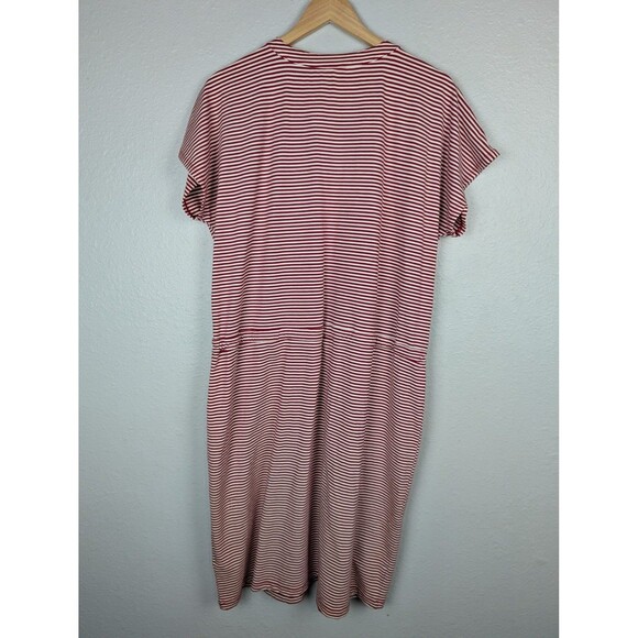 Lands' End Dress Womens XL 16 Red White Stripe Henley Pima Cotton Drawstring Mb - Picture 5 of 7